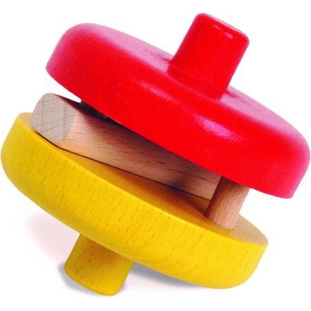 nic houten speelgoed MB Klapperscheibe rot/gelb