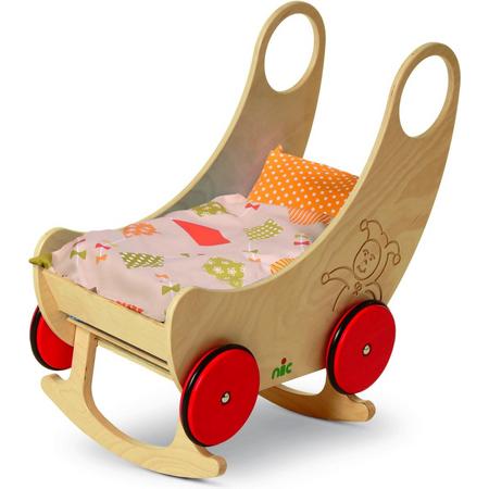 nic houten speelgoed Wiege - Wagen natur