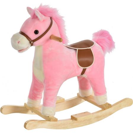 Hobbeldier - Hobbelpaard - Paarden - Speelgoed voor 36-72 maanden - 65L x 32,5W x 61H cm - Roze