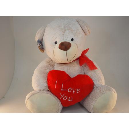 Knuffel beer 120 cm Valentijn beer met hart XXL (zittend)