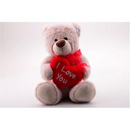 Pluche beer met hart I love You - 40 centimeter - Valentijnsdag - valentijnsbeer