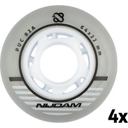 Nijdam Inline Skate Wielen Set - 64x22 mm - 4st - Silver - Zilver/Wit/Zwart