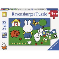 Ravensburger nijntje bij de dieren- Twee puzzels van 12 stukjes - kinderpuzzel