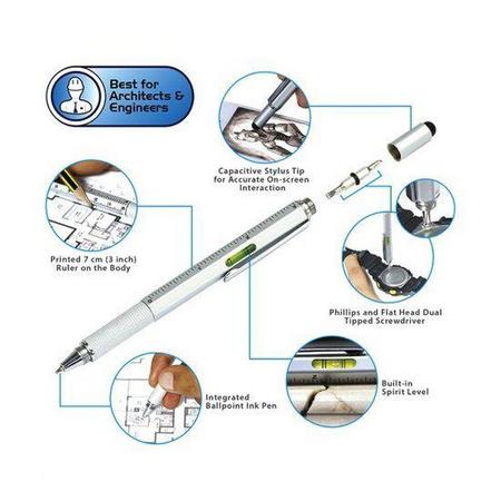 6 in 1 Aluminium Stylus Pen Voor Architecten Ontwikkelaars Ingenieurs Universeel Premium Kwaliteit