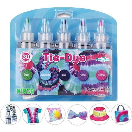 Nince TIE DYE kit van hoge kwaliteit Kit 4 - Complete kit van 5 kleuren textiel - Tie Dye set - Tie Dye verf premium kwaliteit