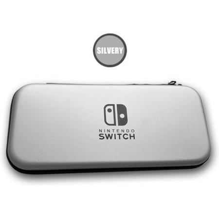 Nintendo Switch Case - Premium opberghoes met extra veel opbergvakken - Tasje / Opberg Case / Cover / Skin / Hoes / Zilver