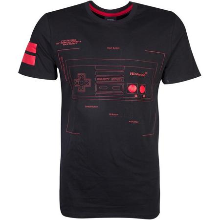 Nintendo Nintendo Heren Tshirt -2XL- Controller Zwart