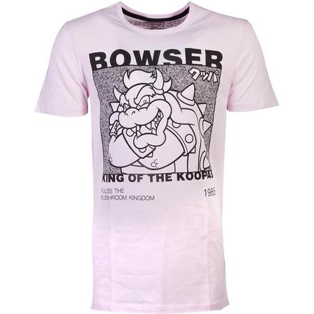 Nintendo Super Mario Heren Tshirt -L- Festival Bowser Roze