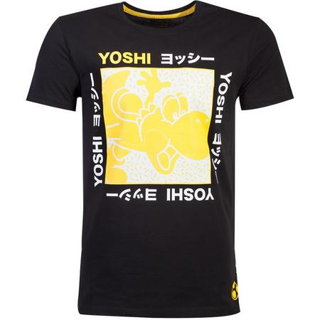 Nintendo Super Mario Heren Tshirt -L- Festival Yoshi Zwart