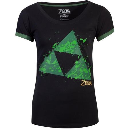 Nintendo Zelda Dames Tshirt -2XL- Triforce Splatter Zwart