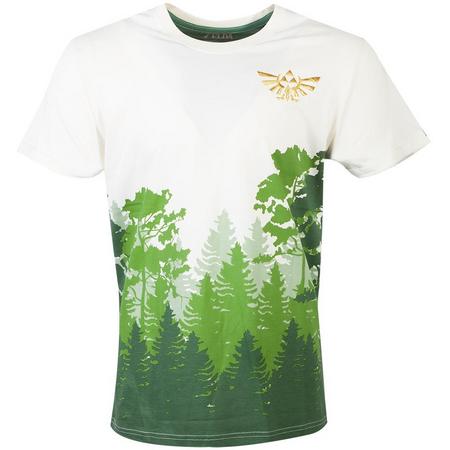 Nintendo Zelda Heren Tshirt -L- Hyrule Forest Wit/Groen