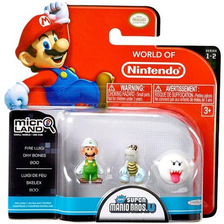 World Of Nintendo - Micro Land - Fire Luigi, Dry Bones & Boo - 3-Pack