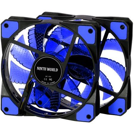 Computer fan - LED verlichting - Lucht koeler met licht - Case cooler - Computer cooling - Anti-Vibratie Rubber - Blauw