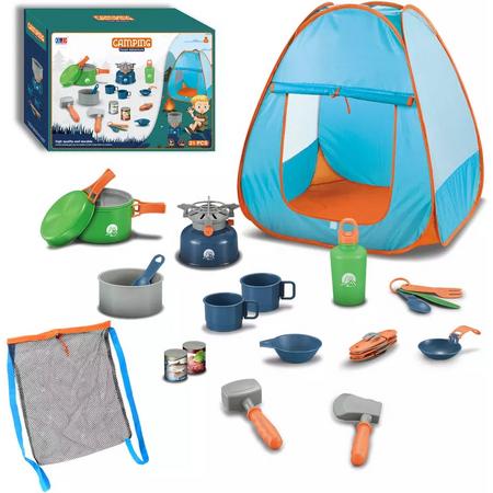 Nixnix - Kinder speelgoed - Camping - Tent - 21 delig - Kampeerset - Kampeer vakantie