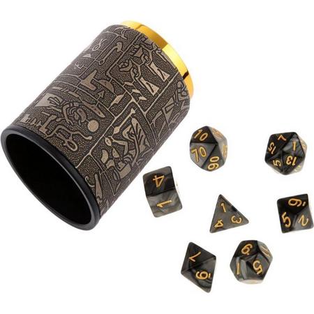 Dice cup en 7 delige set dobbelstenen voor Dungeon & Dragons (D&D) - Inclusief opbergzakje