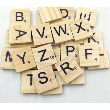 Houten letters voor scrabble - 100 houten blokjes met hoofdletters - 1,8cmx2cmx0,5cm (LxBxH)