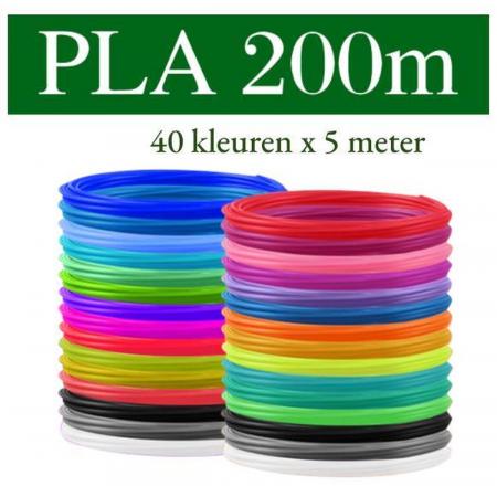 Nolad´s Premium 3D pen PLA filament  - Set PLA-FILAMENT 1.75 mm - 40 KLEUREN - 200 meter (40 kleuren, elk 5m) - VOOR 3D-PRINTER EN 3D-PEN