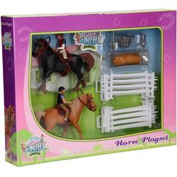 Set van 2 paarden met ruiters en accessoires