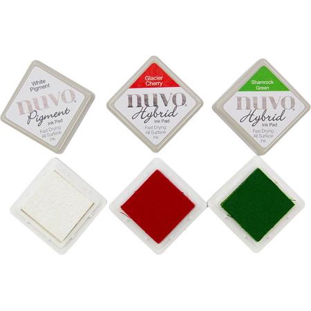 Nuvo Embossing Pad - Diamonds -  Wit, Cherry en Groen - 3 stuks