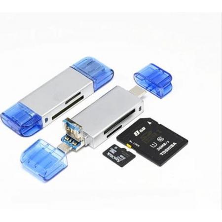 NÖRDIC CRD-001, kaartlezer SD en MicroSD, dubbele invoer USB 3.1 en USB C, Space Grey