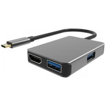 NÖRDIC DOCK-101 Dockingstation USB-C 60W naar HDMI 4K 30Hz, 2xUSB 3.1, Space Grey