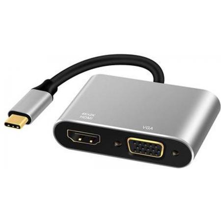 NÖRDIC DOCK-102 Dockingstation USB-C naar HDMI 4K, VGA 1080P, Space Grey