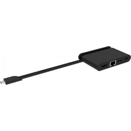 NÖRDIC DOCK-107 USB-C Dockingstation naar HDMI 4K 30Hz, USB 3.1, USB-C 100W PD, RJ45, Zwart