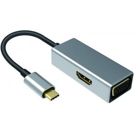NÖRDIC DOCK-118 USB-C naar HDMI 4K 30Hz, VGA 1080P, Space Grey