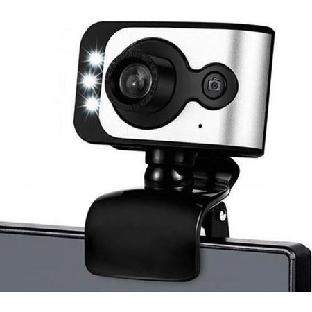 NÖRDIC EC-C100, Mini camera, USB webcam met microfoon voor PC, laptop, Webcamera HD 480p, zwart/rood