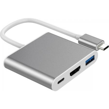 NÖRDIC USBC-N1176, USB-C Dockingstation naar HDMI 4K 30Hz, USB-C 60W PD, USB 3.1, Zilver