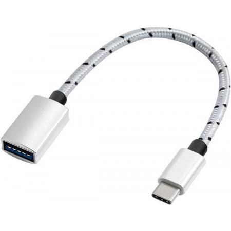 NÖRDIC USBC-N1178, USB-C 3.1 hub naar USB-A OTG, 15 cm, zilver