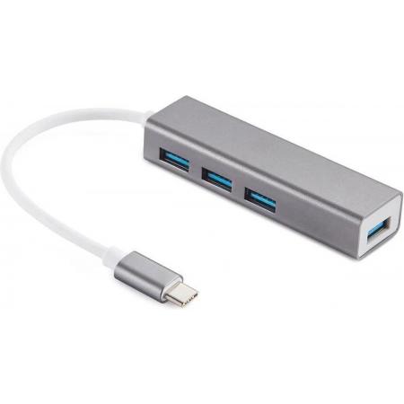 NÖRDIC USBC-N1184, Mini USB-C HUB 4-poorten USB 3.1, Aluminium, Space grey
