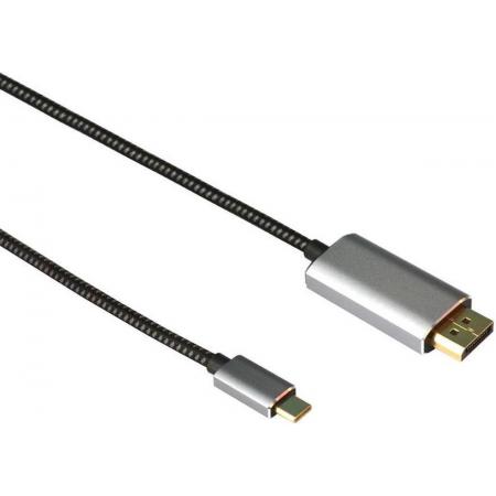 NÖRDIC USBC-N1205, USB-C naar DisplayPort kabel, Ultra HD 4K 60Hz, 0.5 meter, Space grey