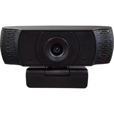 Webcam Full HD - 1080p - USB Webcam met Microfoon - Webcam voor PC of Laptop - Draaibaar - kantelbaar - Zwart