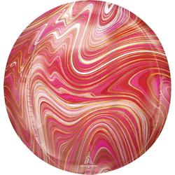 Orbz Folieballon Marmer Junior 40 Cm Rood/roze