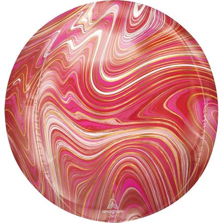 Orbz Folieballon Marmer Junior 40 Cm Rood/roze