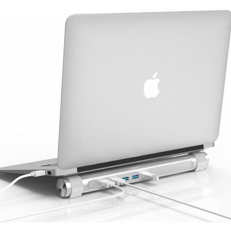 4 Poort USB 3.0 Hub met houder - Mac Book - zilver