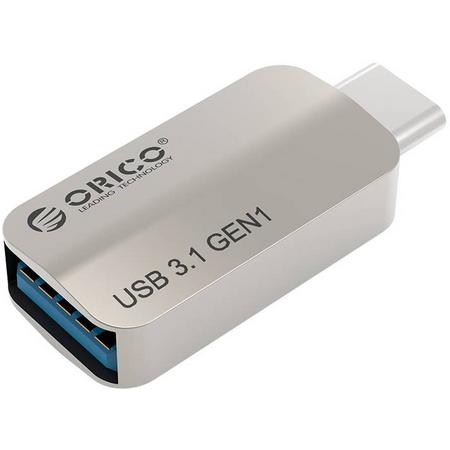 Orico - Aluminium Type-C naar USB 3.1 Gen1 Type-A Adapter - Opladen & Dataoverdracht - OTG-functie - 3A - Zilver
