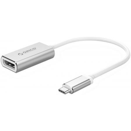 Orico - Aluminium USB-C naar DisplayPort Adapter – 4K Ultra HD @60Hz - voor MacBook, Mi NoteBook Air, Huawei MateBook en Lenovo YOGA – Mac Style – 15CM Kabel – Zilver