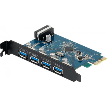 Orico - PCI Express uitbreidingskaart – 4x USB 3.0 poorten – 5Gbps – Incl. Schroeven – Zwart
