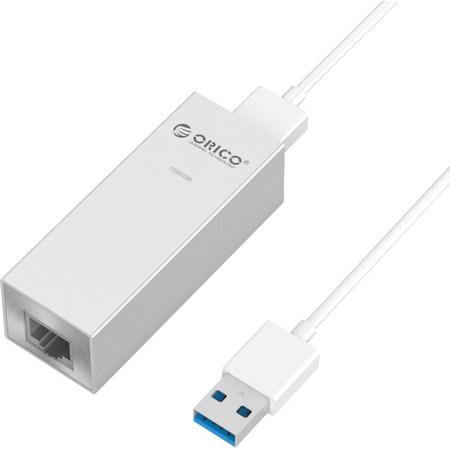 Orico - USB3.0 naar Gigabit Ethernet adapter - Aluminium - RJ45 - 1000Mbps - Inclusief USB-A naar USB-A/USB-C kabel - Zilver