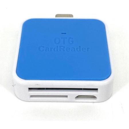 USB-C Cardreader SD kaart Blauw - Android Cardreader - Mico SD kaart geheugenkaartlezer - Klein Compact Formaat - Met Extra Micro USB aansluiting - Leest en schrijft SD Kaart en/of Micro SD (Hoge Capaciteit)