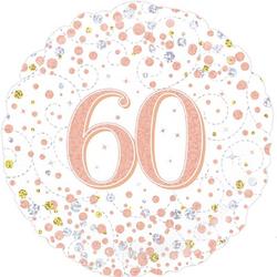 60th Sparkling Fizz Birthday White & Rose Gold Holographic