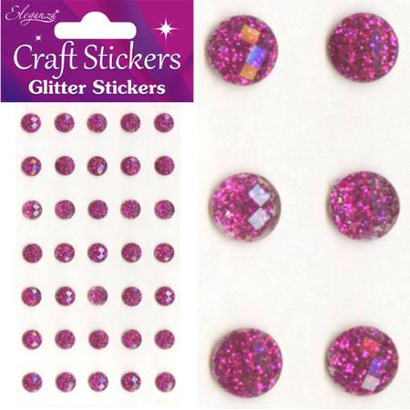 Stickers Glitter Diamantjes Fuchsia (per vel)