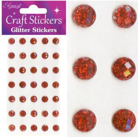 Stickers Glitter Diamantjes Rood (per vel)