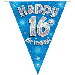 Vlaggenlijn Blauw Happy 16th Birthday