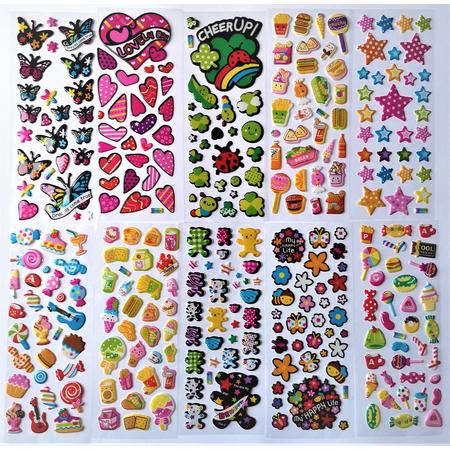 Super leuke 10 vellen stickers - Hoge kwaliteit kinderstickers - Sterren Snoep Hartjes Liefheersbeestje