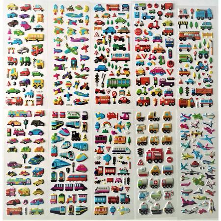 Super leuke 10 vellen stickers voor kinderen - Hoge kwaliteit kinderstickers - Autos en vliegtuigen