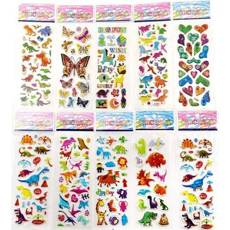 Super leuke 10 vellen stickers voor kinderen - Hoge kwaliteit kinderstickers - Dinosaurus Vlinders Dieren