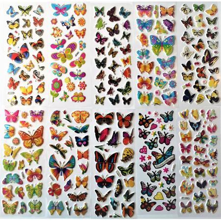 Super leuke 10 vellen stickers voor kinderen - Hoge kwaliteit kinderstickers - Verschillende soorten vlinders - Butterfly